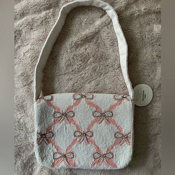 NWT Altar’d State Beaded Bag Cream and Pink Bows - Picture 9 of 13